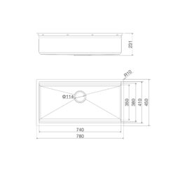 Bản Vẽ Kỹ Thuật Chậu rửa bát inox Malloca Slide MS 781
