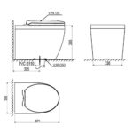 Bản vẽ kĩ thuật Bồn cầu treo tường VIGLACERA V.10.TL1 đặt sàn nắp êm