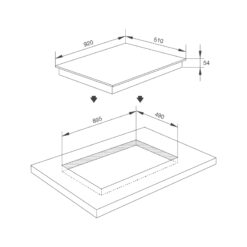 Bản vẽ kích thước Bếp từ đa điểm MALLOCA SKYLUX MH-92TFT