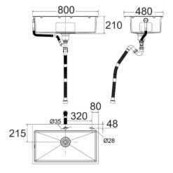 Bản vẽ kích thước Chậu rửa bát Inox AMERICAN STANDARD FFASX122 1 HỐ
