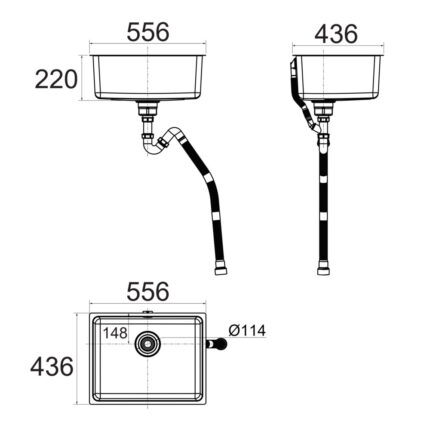 Bản vẽ kích thước Chậu rửa bát Inox AMERICAN STANDARD FFASX127 1 HỐ