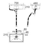 Bản vẽ kích thước Chậu rửa bát inox AMERICAN STANDARD FFASX121 1 hố