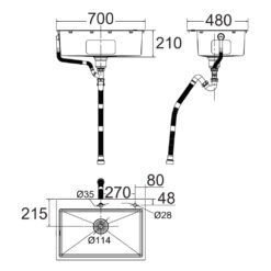 Bản vẽ kích thước Chậu rửa bát inox AMERICAN STANDARD FFASX121 1 hố