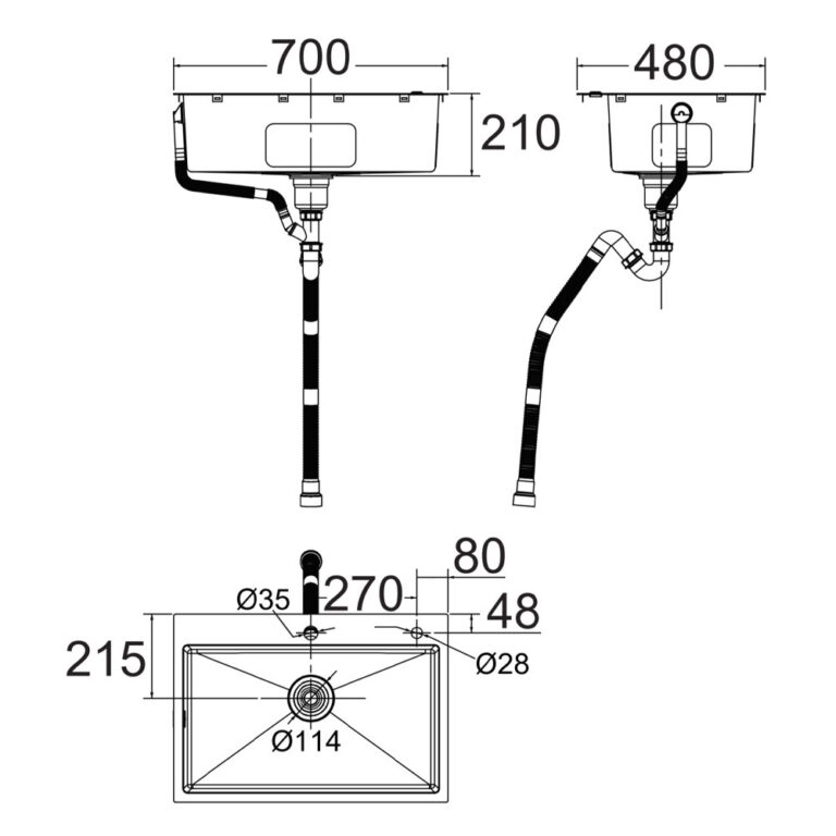 Bản vẽ kích thước Chậu rửa bát inox AMERICAN STANDARD FFASX121 1 hố