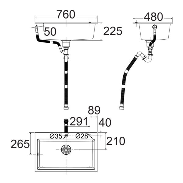 Bản vẽ kích thước Chậu rửa bát inox AMERICAN STANDARD FFASX901 1 hố