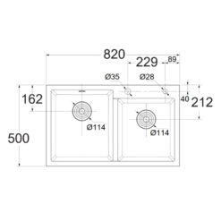 Bản vẽ kích thước Chậu rửa bát inox AMERICAN STANDARD FFASX902 2 hố