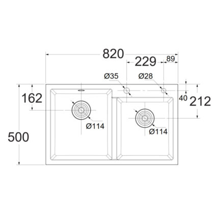 Bản vẽ kích thước Chậu rửa bát inox AMERICAN STANDARD FFASX902 2 hố