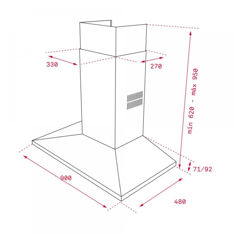 Bản vẽ kỹ thuật Máy hút mùi TEKA DSS 985 40437010 90cm chữ T