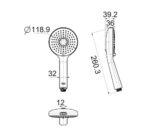 Bản vẽ kỹ thuật Tay sen tắm American Standard 1030980001 Rain Switch Power Jet