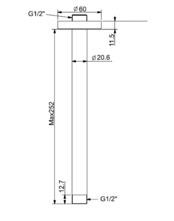 Bản vẽ kỹ thuật Thanh nối bát sen âm tường AMERICAN STANDARD FFAS9908BHG