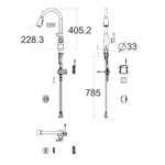 Bản vẽ kỹ thuật Vòi rửa bát American Standard 1009070000 cảm ứng rút dây