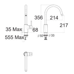 Bản vẽ kỹ thuật Vòi rửa bát American Standard 1009080000 nóng lạnh rút dây