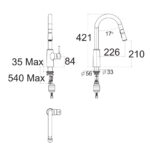 Bản vẽ kỹ thuật Vòi rửa bát American Standard 1009160000 nóng lạnh rút dây
