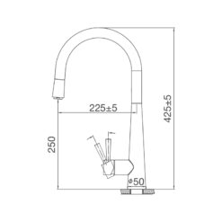 Bản vẽ kỹ thuật Vòi rửa bát MALLOCA K095 SS nóng lạnh rút dây