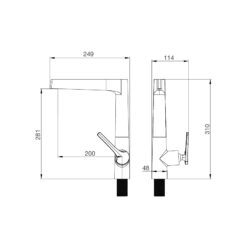 Bản vẽ kỹ thuật Vòi rửa bát MALLOCA K295BS nóng lạnh