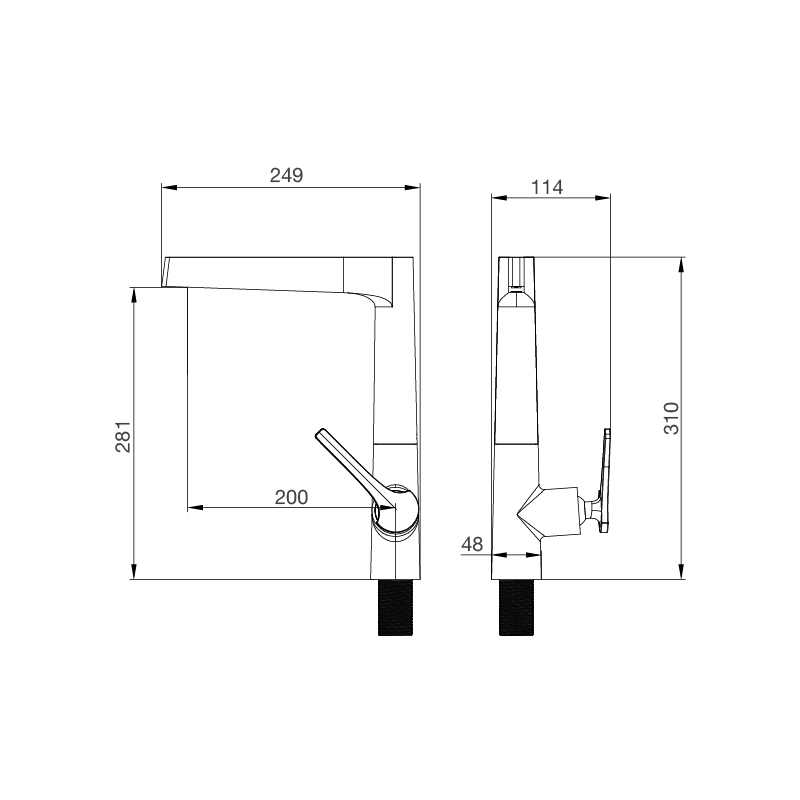 Bản vẽ kỹ thuật Vòi rửa bát MALLOCA K295BS nóng lạnh