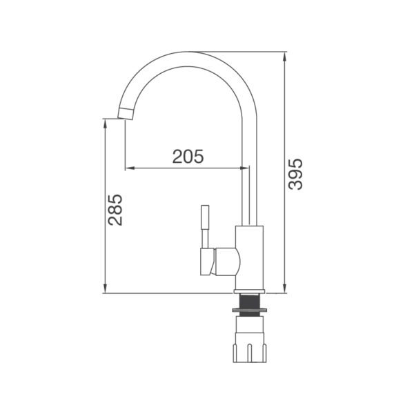 Bản vẽ kỹ thuật Vòi rửa bát MALLOCA K569C nóng lạnh
