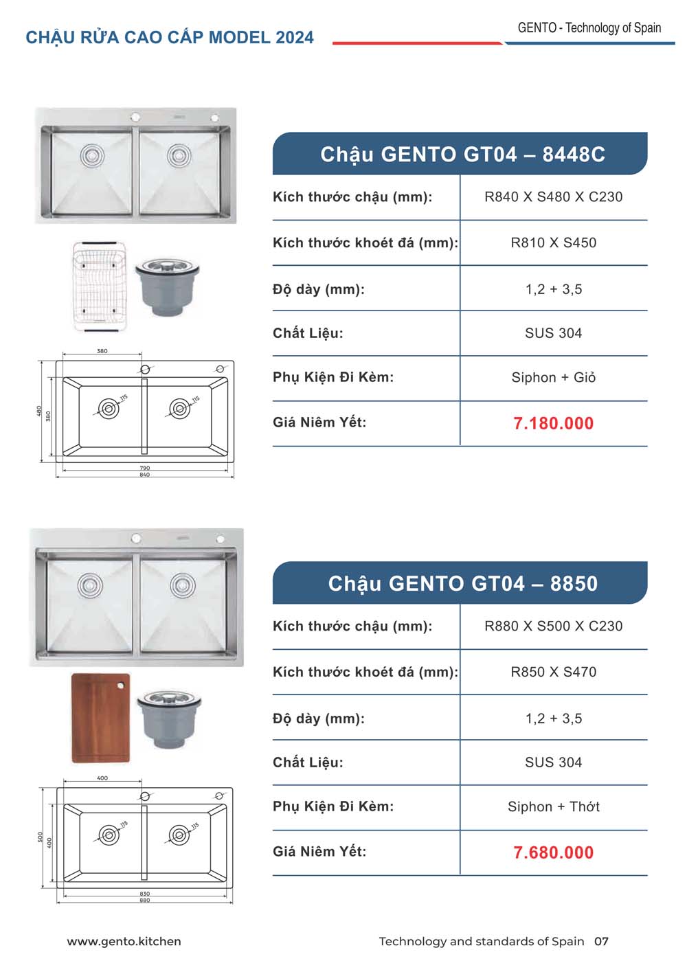 Catalogue GENTO 2024 Thiet bi nha bep 7