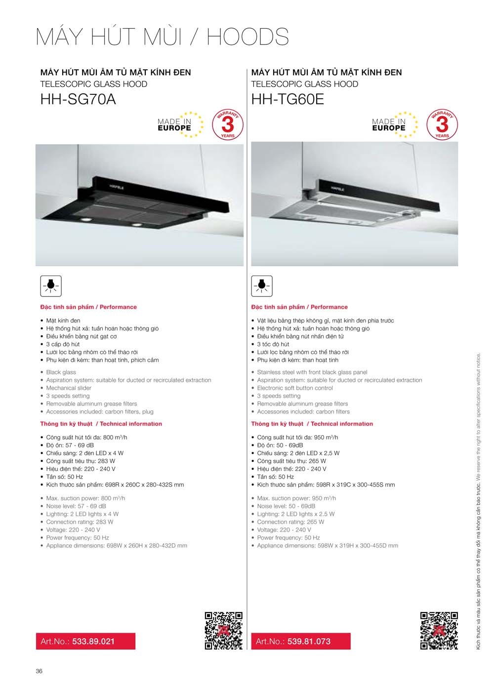 Catalogue HAFELE 2024 Bang gia thiet bi nha bep gia dung 036