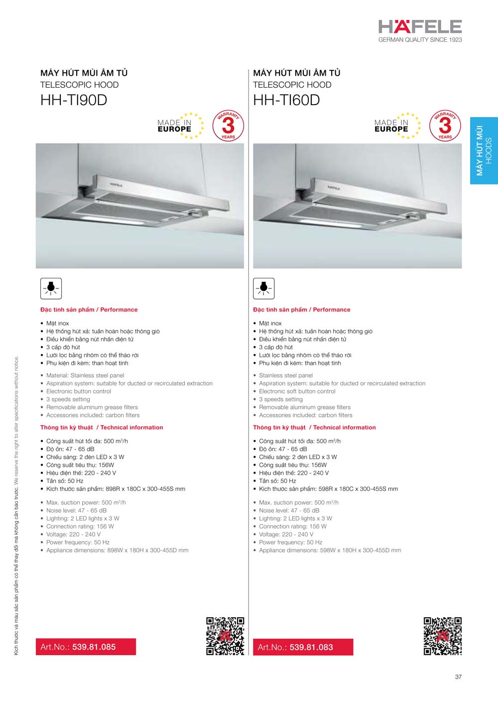 Catalogue HAFELE 2024 Bang gia thiet bi nha bep gia dung 037