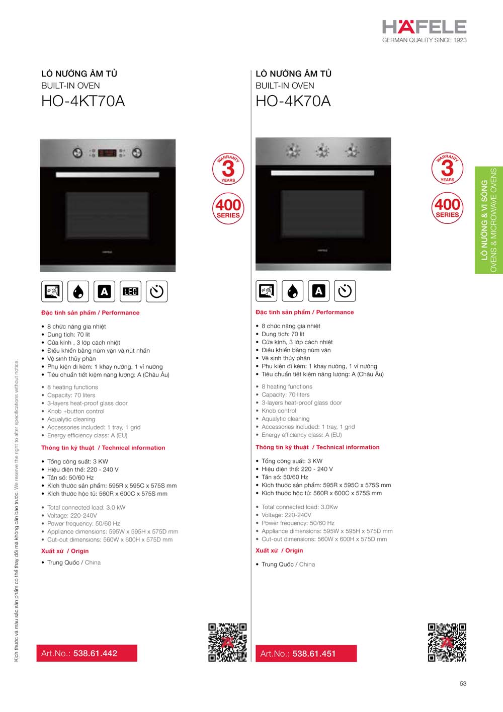 Catalogue HAFELE 2024 Bang gia thiet bi nha bep gia dung 053