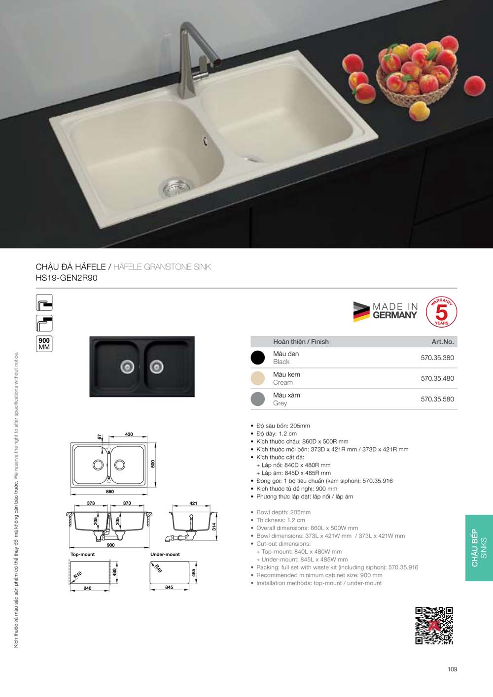 Catalogue HAFELE 2024 Bang gia thiet bi nha bep gia dung 109