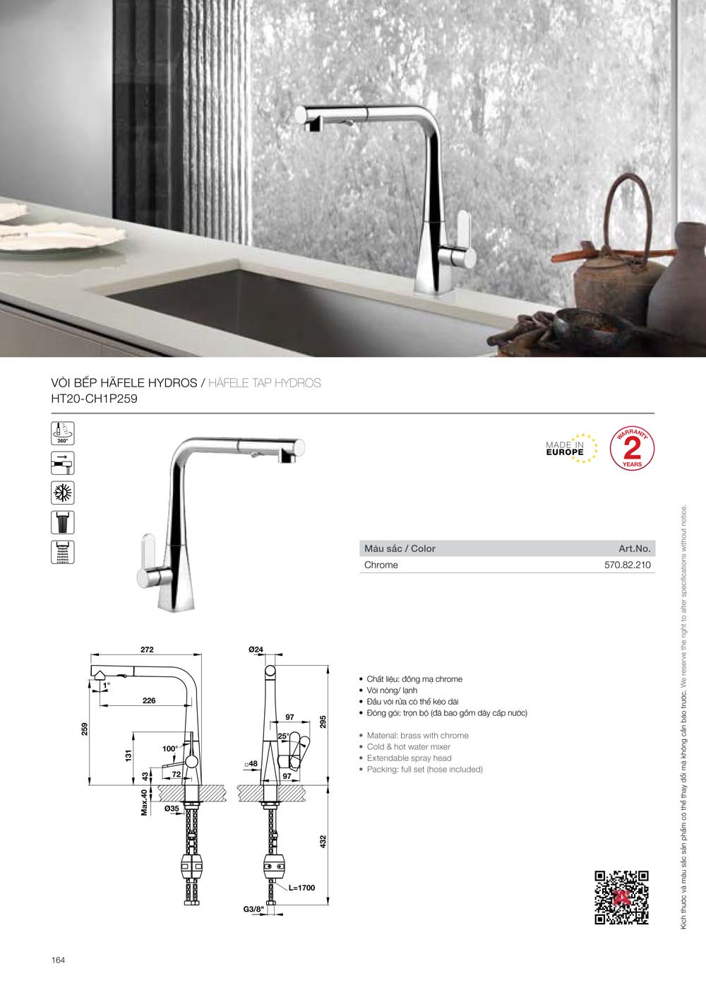 Catalogue HAFELE 2024 Bang gia thiet bi nha bep gia dung 164