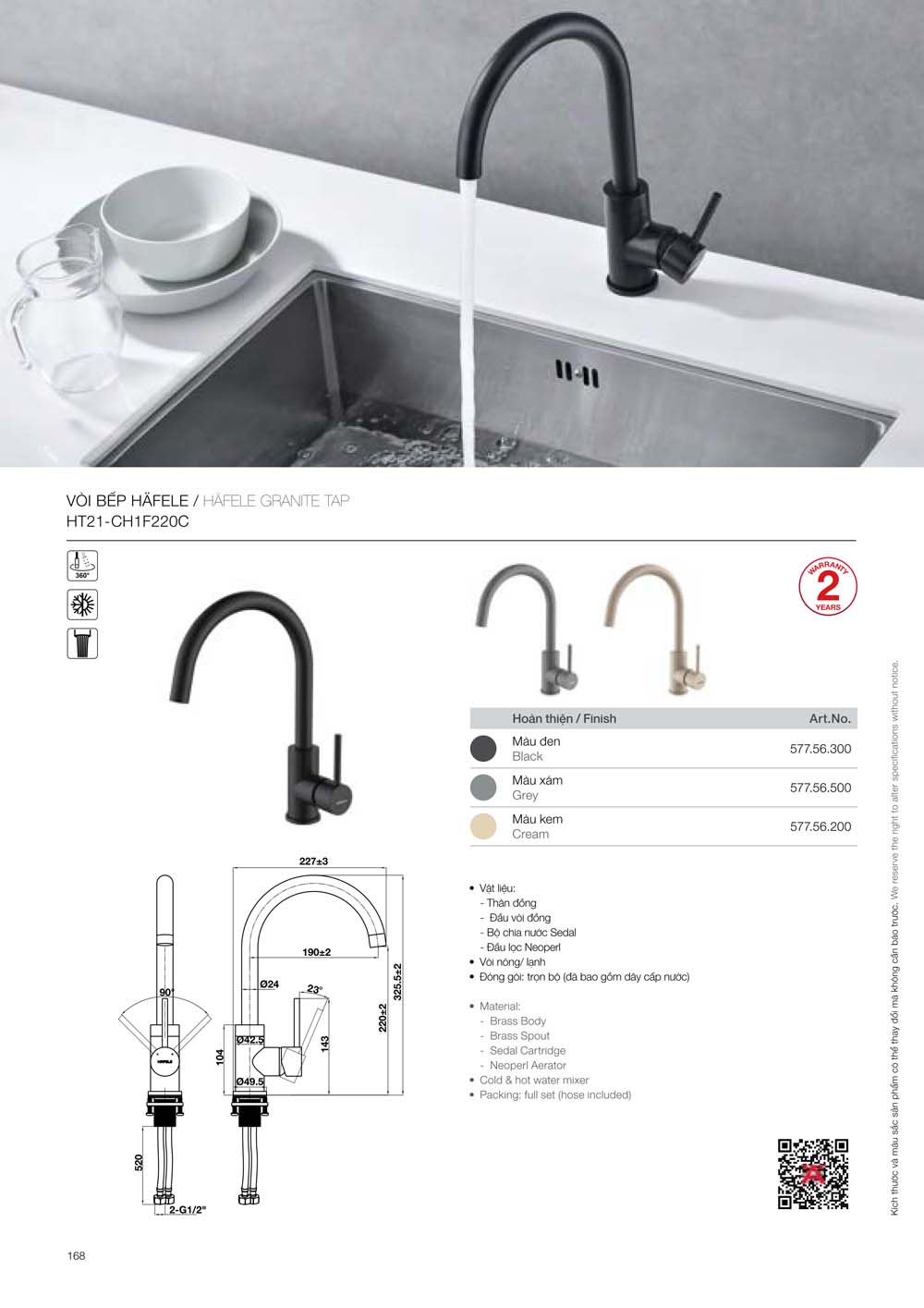 Catalogue HAFELE 2024 Bang gia thiet bi nha bep gia dung 168