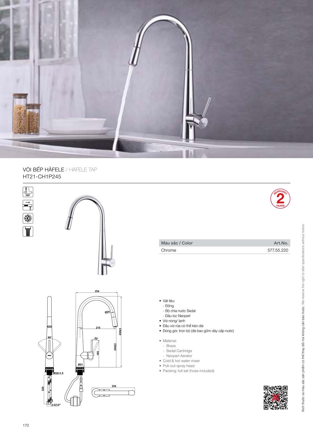 Catalogue HAFELE 2024 Bang gia thiet bi nha bep gia dung 170