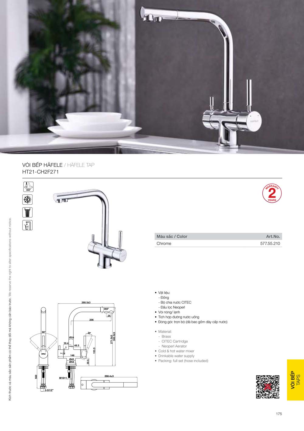 Catalogue HAFELE 2024 Bang gia thiet bi nha bep gia dung 175