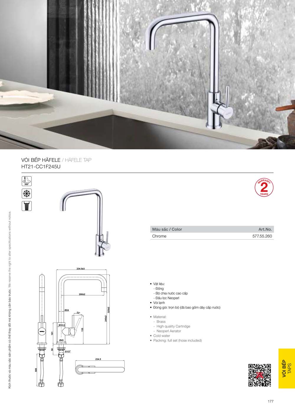 Catalogue HAFELE 2024 Bang gia thiet bi nha bep gia dung 177