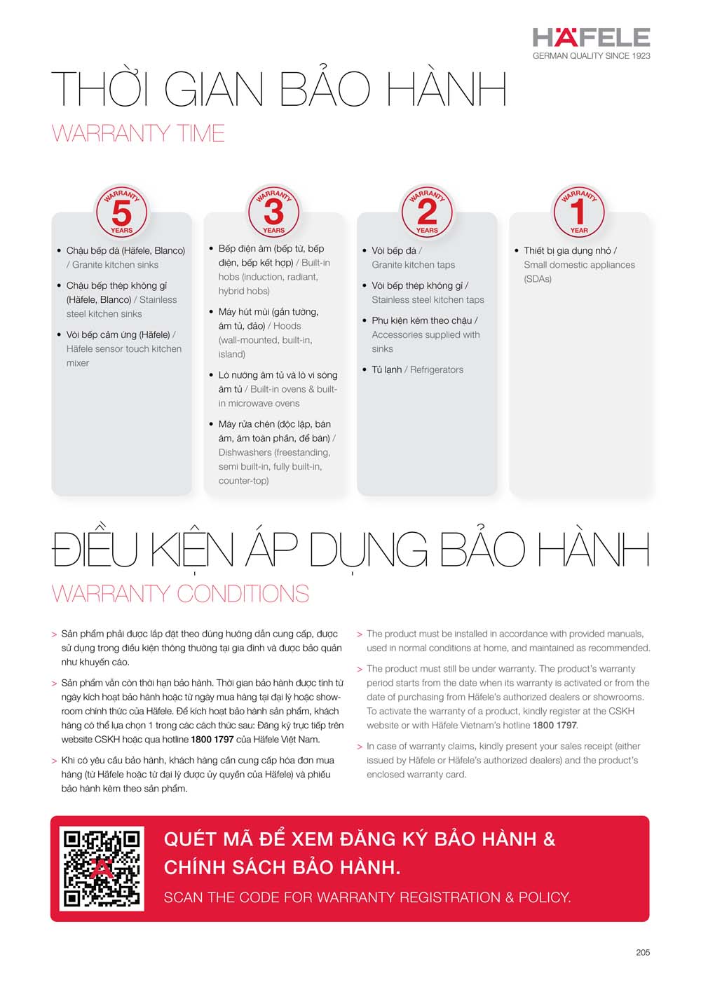 Catalogue HAFELE 2024 Bang gia thiet bi nha bep gia dung 205