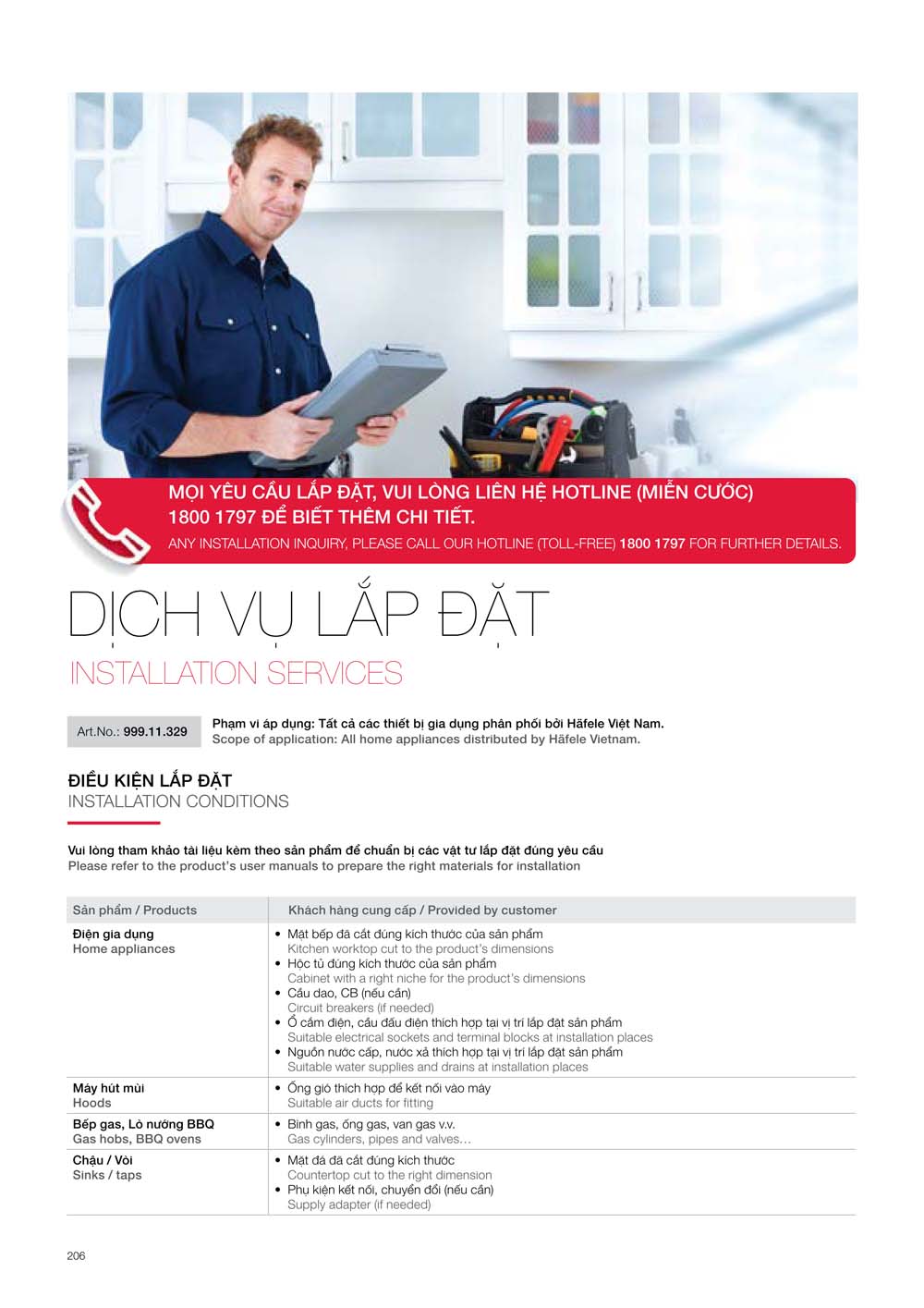 Catalogue HAFELE 2024 Bang gia thiet bi nha bep gia dung 206