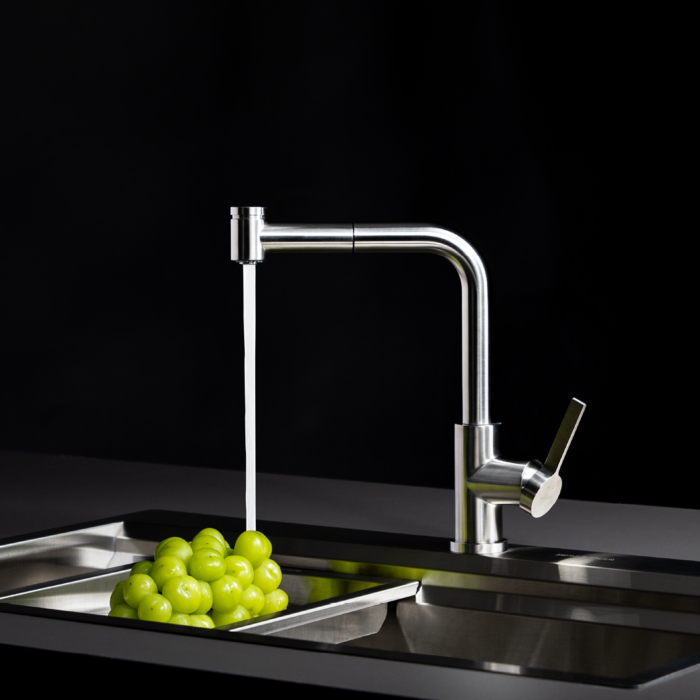 Vòi rửa bát MALLOCA LuxSteel K066-PO nóng lạnh rút dây - Ảnh 4