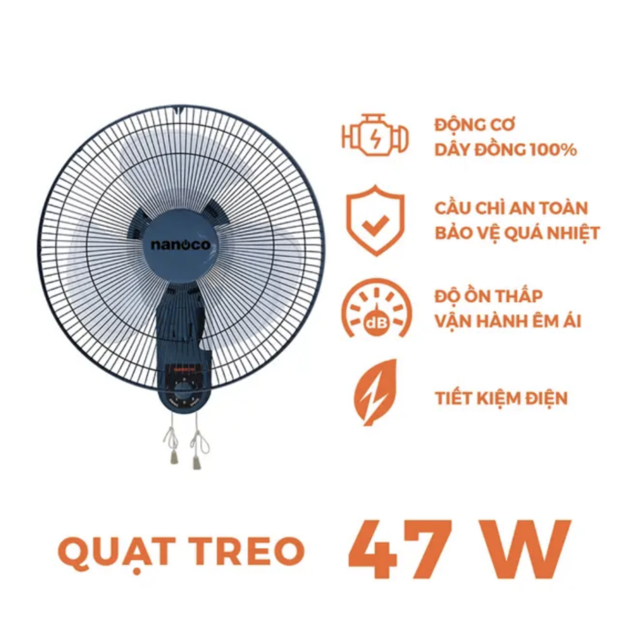 Quạt treo tường NANOCO NWF1611BL xanh - Ảnh 2