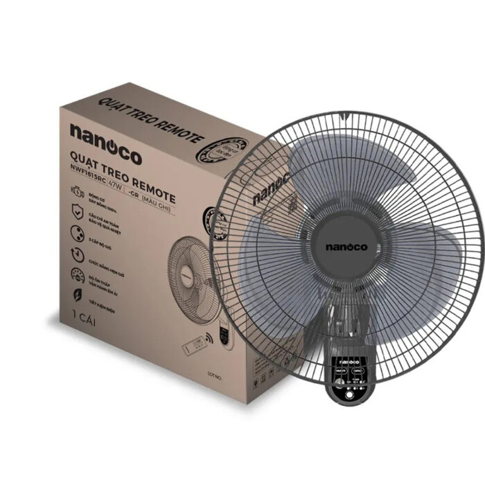 Quạt treo tường NANOCO NWF1615RC-GR ghi - Ảnh 3