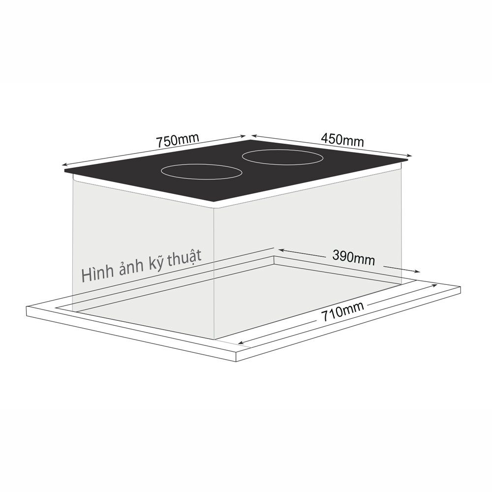 Bản vẽ kích thước Bếp điện từ ba BLUEGER B320IR