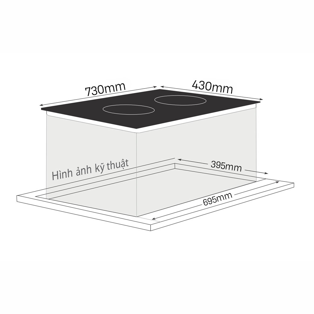 Bản vẽ kích thước Bếp điện từ đôi BLUEGER B928MA