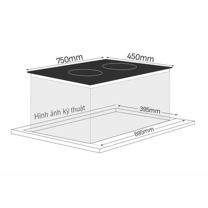 Bản vẽ kích thước Bếp từ đôi BLUEGER B-IH 6800EU