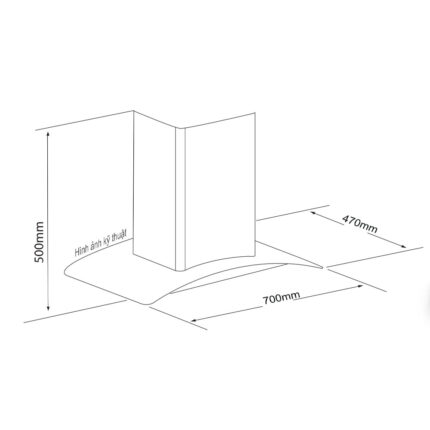Bản vẽ kích thước Máy hút mùi BLUEGER B07GS 70cm kính cong