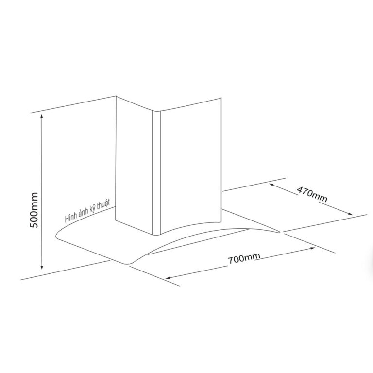 Bản vẽ kích thước Máy hút mùi BLUEGER B07GS 70cm kính cong