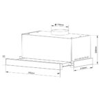 Bản vẽ kích thước Máy hút mùi BLUEGER B70SA 70cm âm tủ