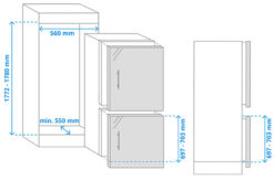 Bản vẽ kích thước Tủ mát lắp âm BOSCH KIN86ADD0 260L serie 6