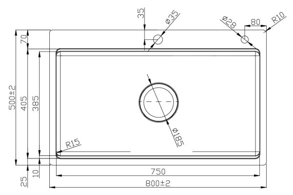 Bản vẽ kỹ thuật Chậu rửa bát inox GENTO GT04-8050 2 hố
