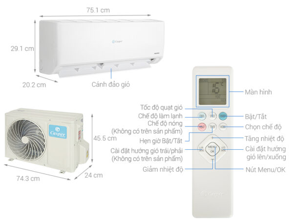 Bản vẽ kĩ thuật Điều Hòa Casper Inverter GC-12IS35 12000Btu 1 Chiều