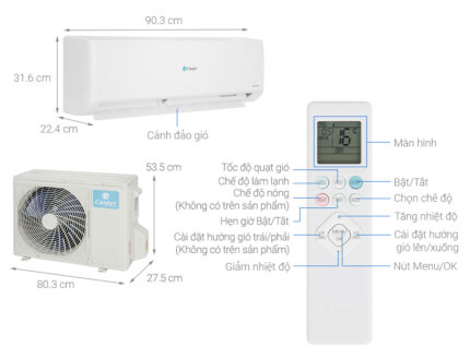 Bản vẽ kĩ thuật Điều Hòa Casper Inverter GC-18IS33 18000Btu 1 Chiều
