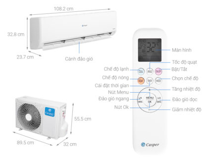 Bản vẽ kĩ thuật Điều Hòa Casper Inverter GC-24IS32 24000Btu 1 Chiều