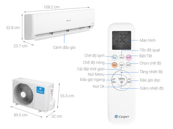 Bản vẽ kĩ thuật Điều Hòa Casper Inverter GC-24IS32 24000Btu 1 Chiều