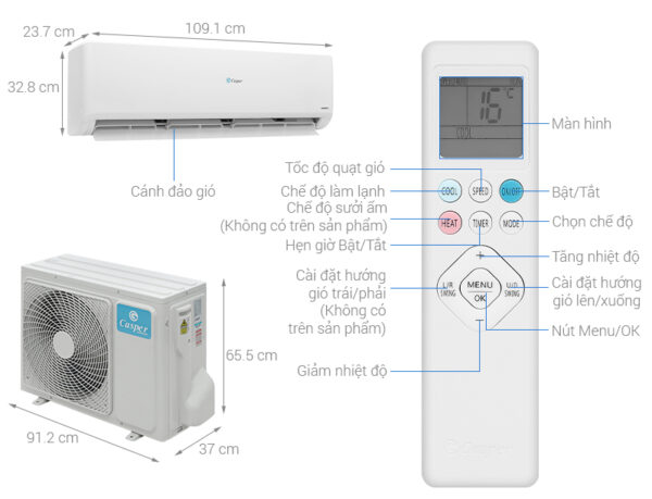 Bản vẽ kĩ thuật Điều Hòa Casper Inverter GC-24IS35 9000Btu 1 Chiều