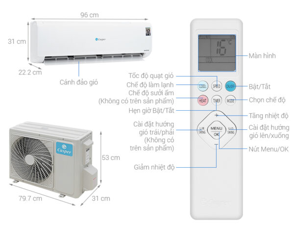 Bản vẽ kĩ thuật Điều Hòa Casper Inverter TC-18IS36 18000Btu 1 Chiều
